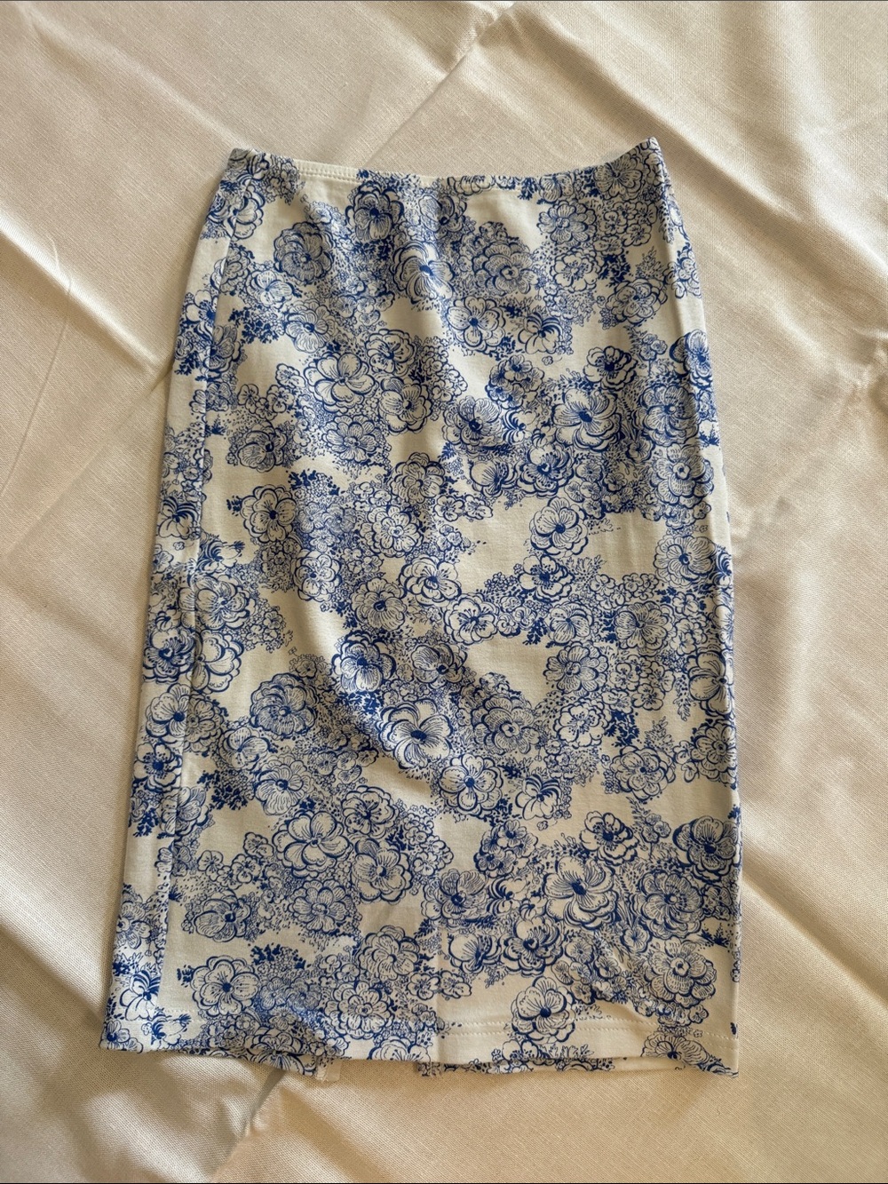 American Apparel Blue Floral Print Pencil Skirt
